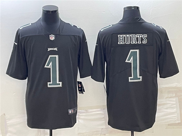 Men's Philadelphia Eagles #1 Jalen Hurts Black Vapor Untouchable Limited Stitched Jersey - Click Image to Close